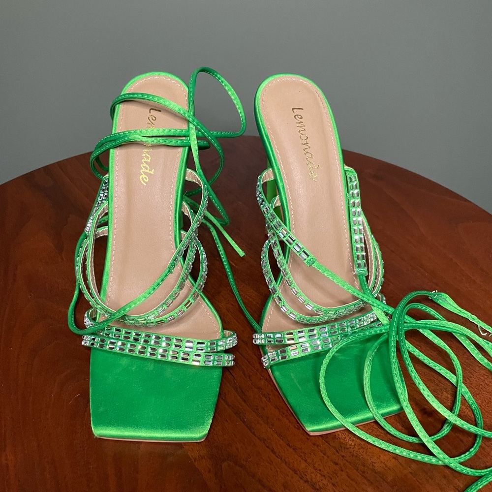 Lemonade Green Strappy Heels